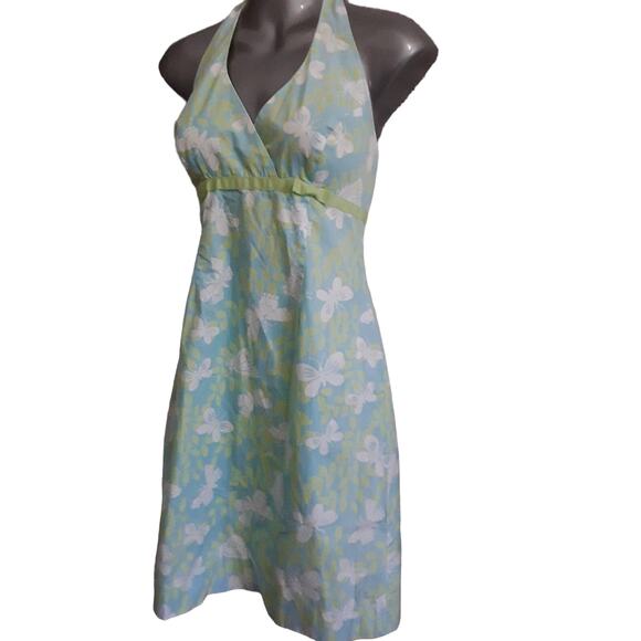 Lilly Pulitzer Sz 2 AIR SHOW Butterfly Print Halter Dress - Picture 3 of 6